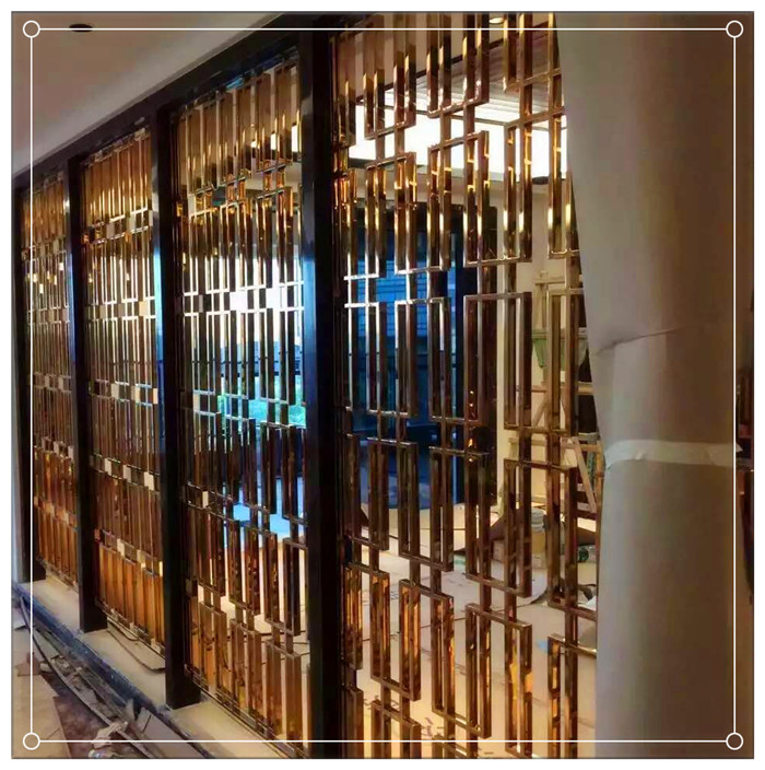 不銹鋼屏風(fēng)制品廠來(lái)圖定制酒店隔斷辦公鏤空客廳雕花屏風(fēng)