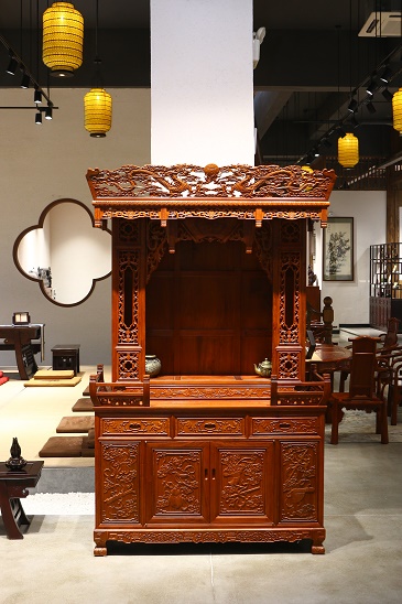 寧波景紅木堂大果紫檀緬花佛臺大氣華麗