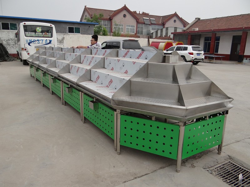 超市蔬菜架，不銹鋼葉菜架子，水果蔬菜促銷臺(tái)